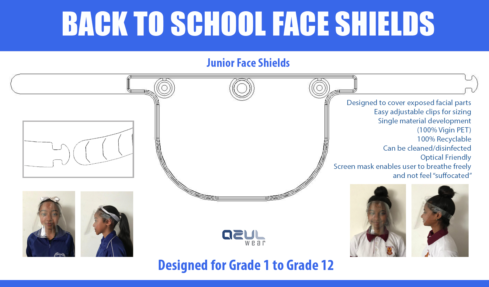 BACK TO SCHOOL FACE SHIELDS FOR ADULTS AND KIDS | AZULWEAR